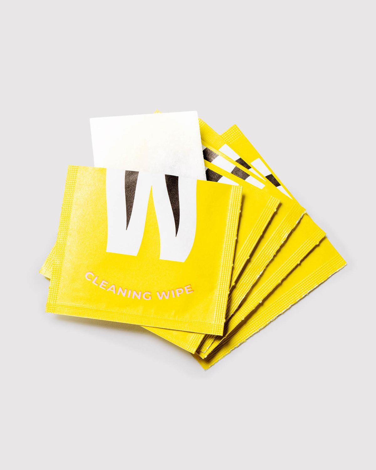 a few cleaning wipe packs displayed with one ripped open
