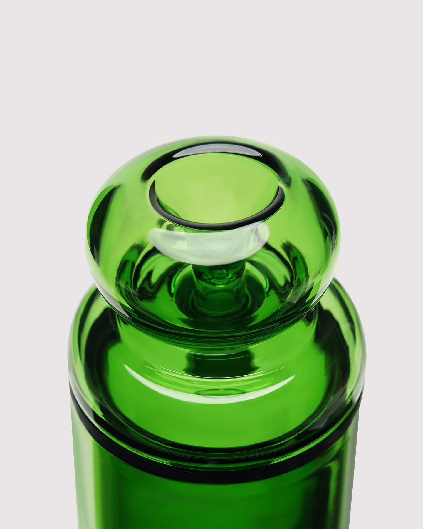 green glass gravity bong top view