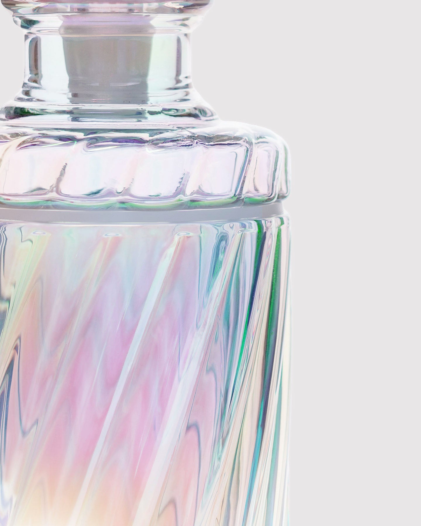 closeup of iridescent swirl gravity bong