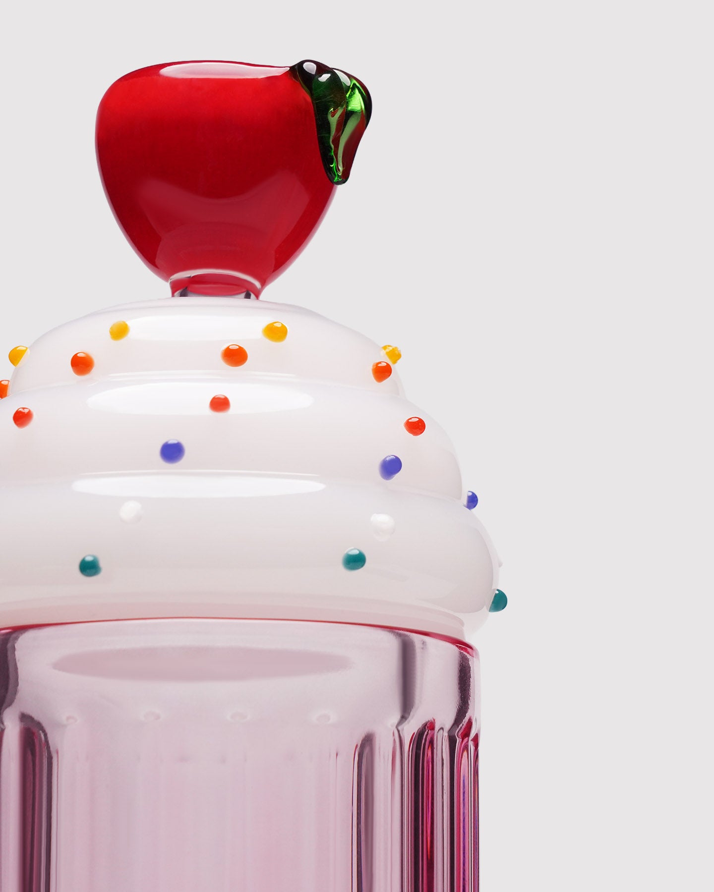 closeup of milkshake gravity bong with cherry bowl