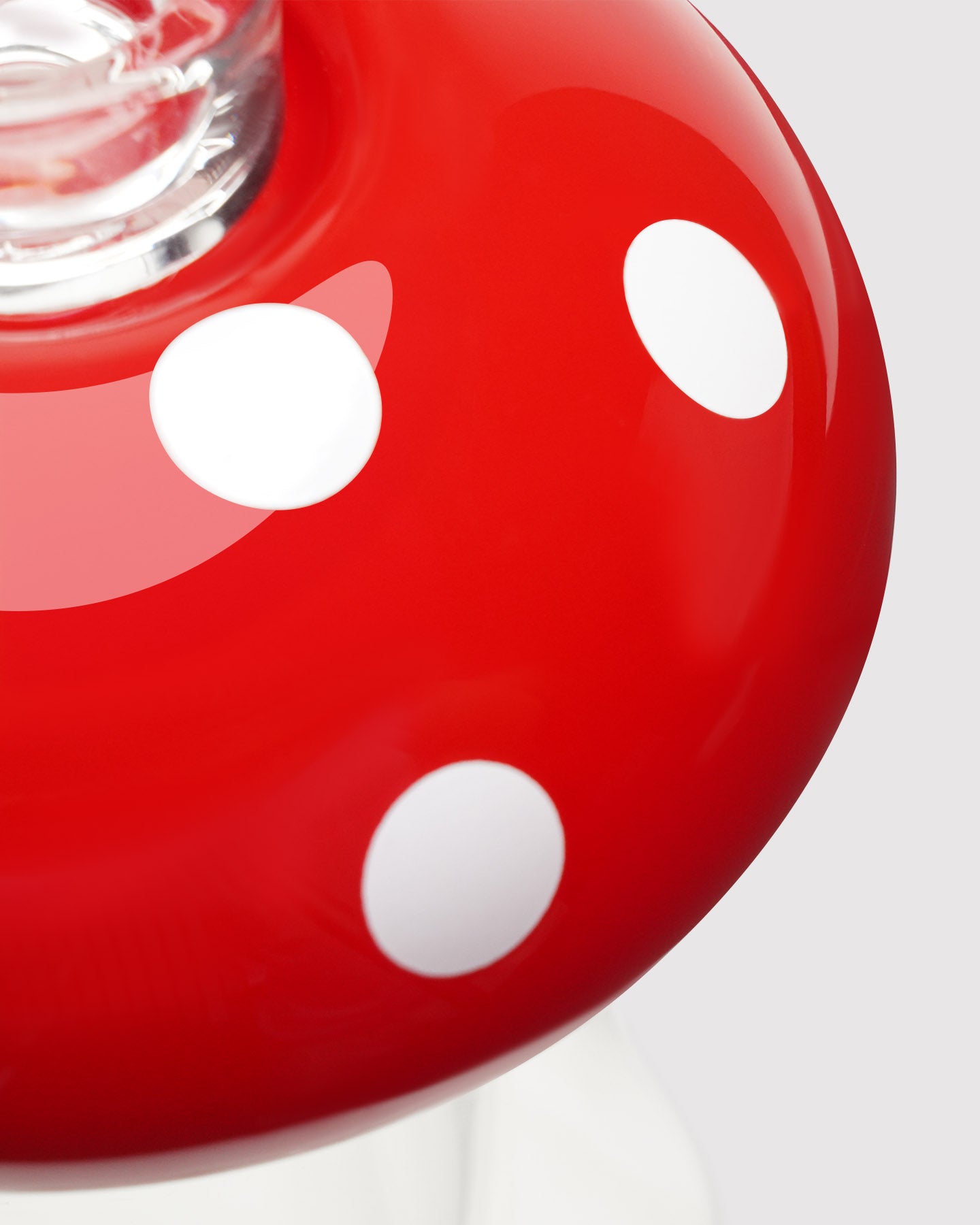 closeup of mushroom gravity bong top