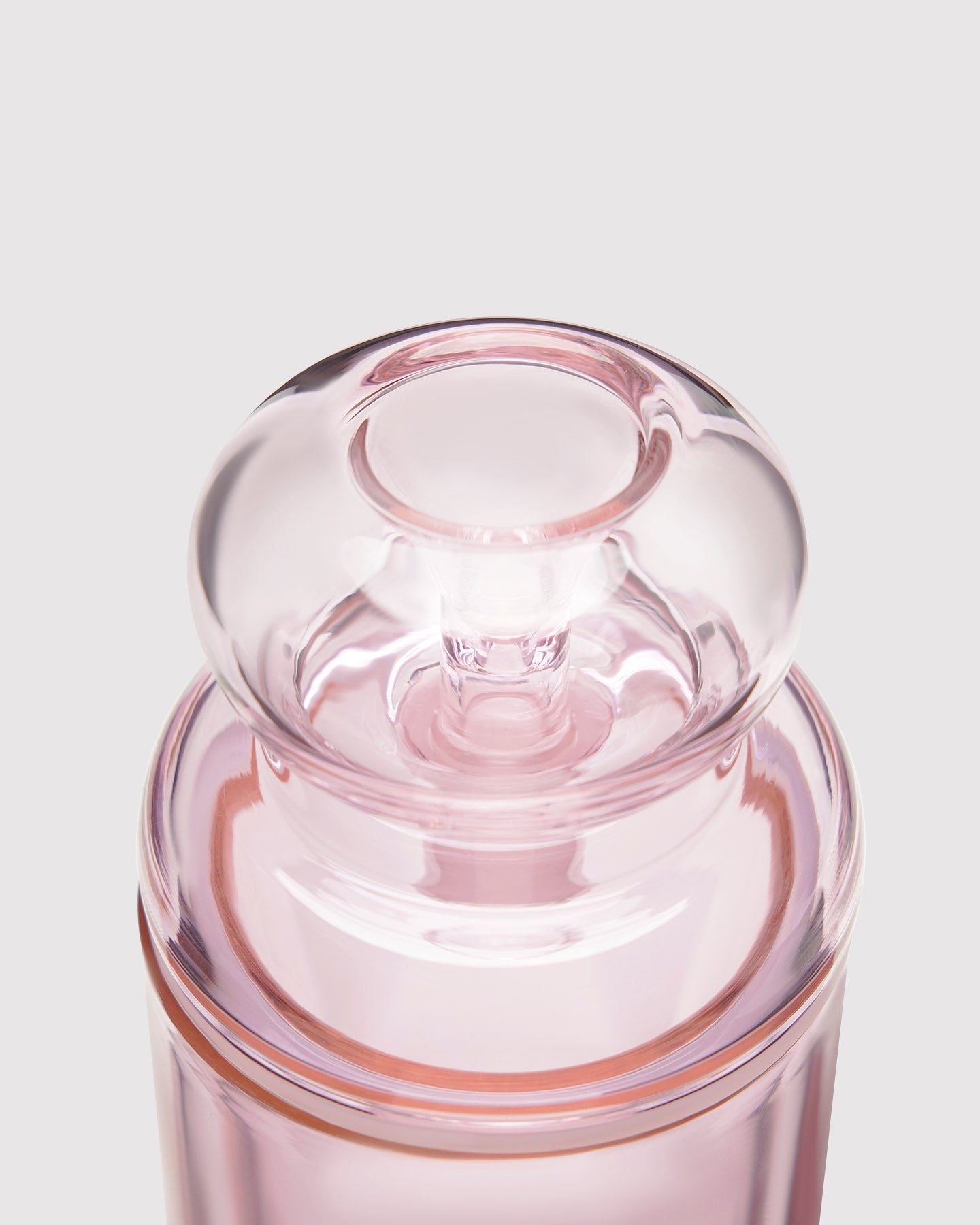 pink glass gravity bong top view