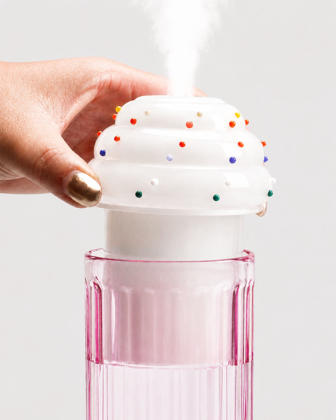 closeup of milkshake gravity bong in use